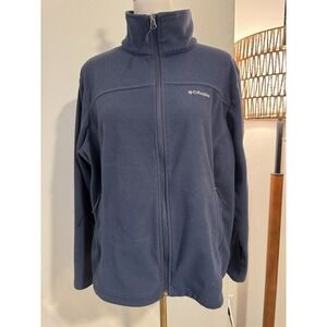 Columbia Women's  1X Blue Fleece Jacket Full Zip Stand-Up Collar Casual